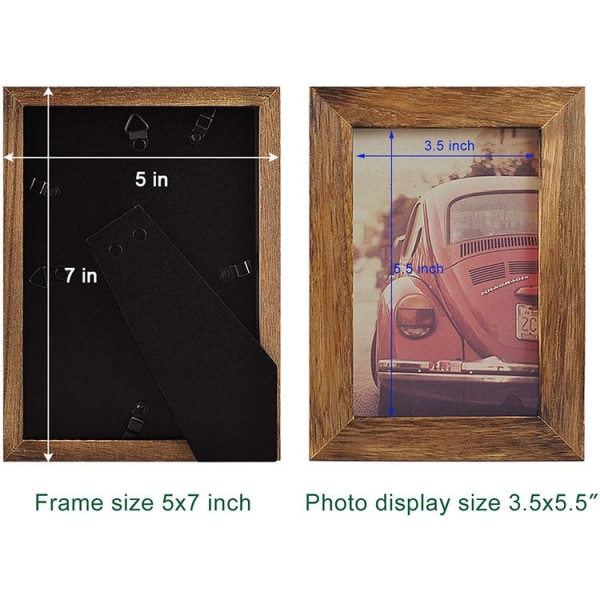 2-pack 4x6 Fotobågar, Massivt Trä Antik Fotobåge Display Väggdekor, Tung Trä Skrivbordsdisplay Väggmontering Tall HD Glas Fotobåge (Koliserad