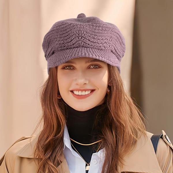 Damer Vinterhatte - Varmt Strikket Visirhat Damer Fleeceforet Varmt Fleece Spids Beret 7