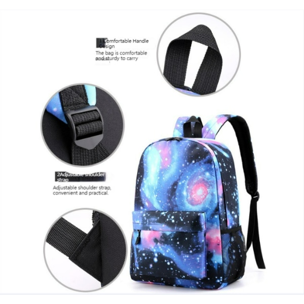 3-delt sæt Lilo and Stitch Stitch studerende afslappet skoletaske (madtaske + penalhus + rygsæk) stjernehimmel stil blue