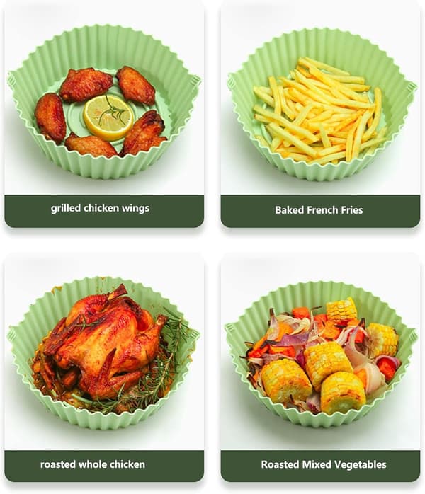 Airfryer Bageform Genanvendelig Non-Stick Luft Silikoneform Nem Rengøring Non-Stick Luft Silikoneform Cyan