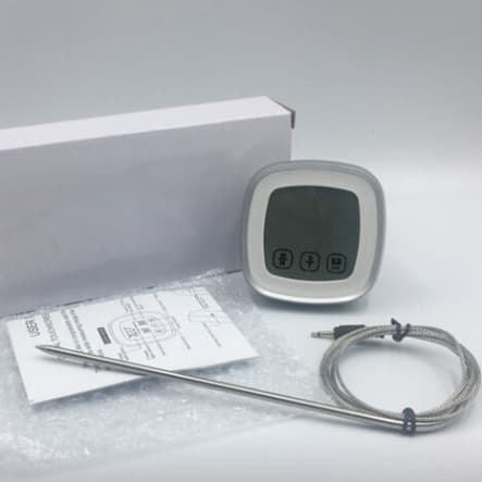 Touch Screen Timer Ovn Termometer Bagning Digital Mad Grill Termometer Elektronisk Køkken Termometer med 1 Probe og en Timer Sølv Whi B