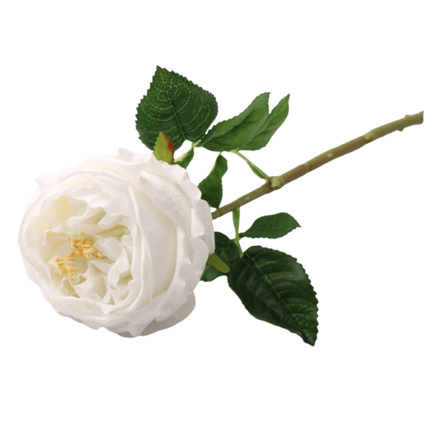 Kunstig rose, hvit, 4 stk