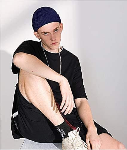 Stickad Beanie för Män - Vinter Beanie Hatt Mjukt Kantat Ull Beanie Klassiska Vinterhattar med Elastisk Fleecefodrad 2