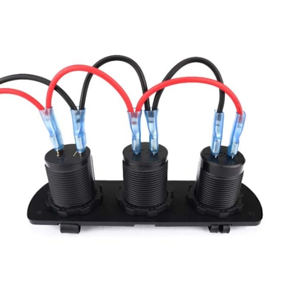 3-i-1 Billaderpanel 12V, Doble USB-porter, LED Voltmeter, Sigarettenneradapter Strømuttak