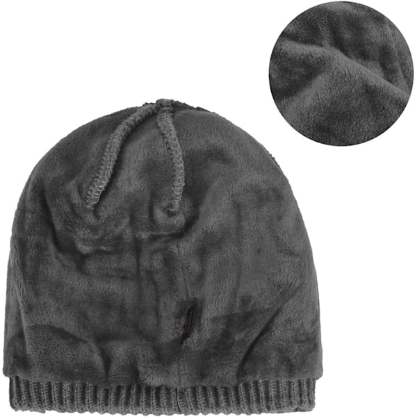 Mænds Vinterhue med Skygge - Varmt Strikket Beanie med Fleecefor 2
