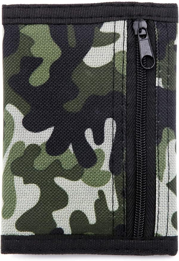 1 st Camouflagemönstrad plånbok, Polyester/Canvas/Oxford/Barnplånbok, Plånbok för tonårspojkar (Militärgrön)