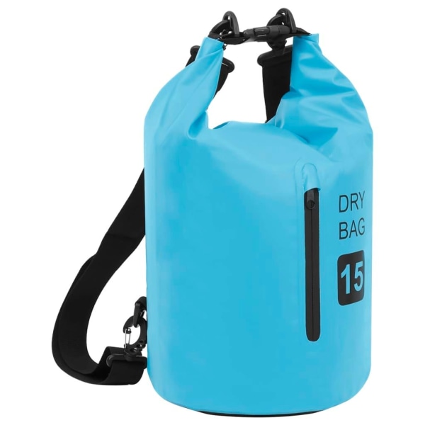 Vattentät packpåse med dragkedja blå 15 L PVC