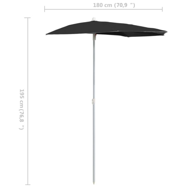 Halvrunt parasoll med stång 180x90 cm svart Svart f00e | Svart | 1550 |  Fyndiq