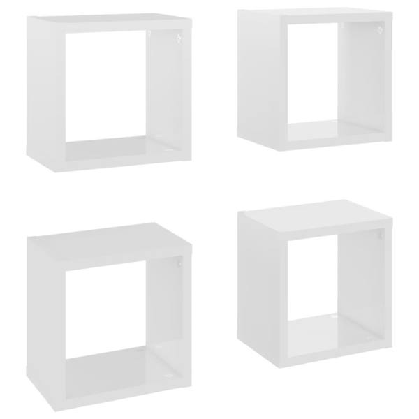 Vägghylla kubformad 4 st vit högglans 22x15x22 cm Vit cc3d | Vit | 6410 |  Fyndiq
