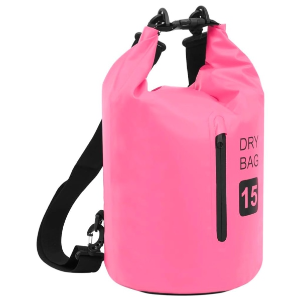 Vattentät packpåse med dragkedja rosa 15 L PVC