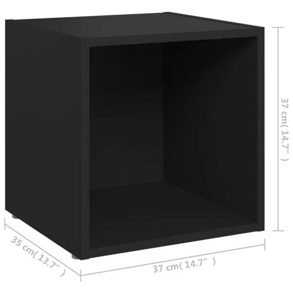 TV-bänk 4 st svart 37x35x37 cm spånskiva Svart