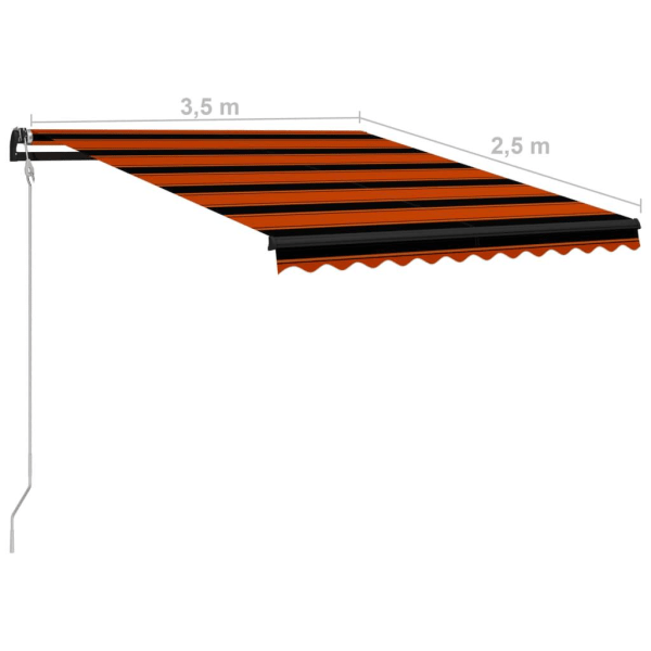Infällbar markis med vindsensor & LED 350x250 cm orange och brun Orange