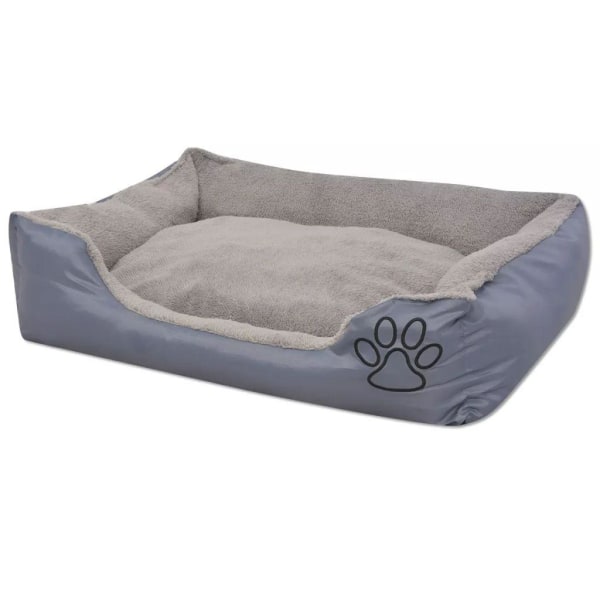Hundbädd med vadderad kudde storlek L grå Grå