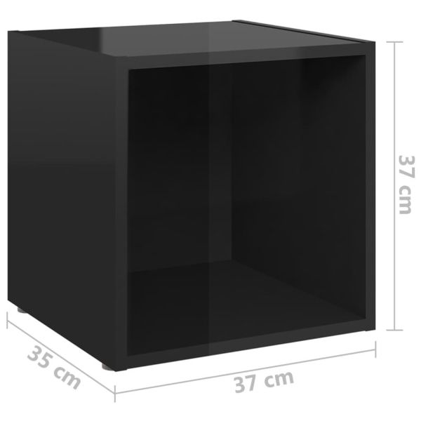 TV-bänk 4 st svart högglans 37x35x37 cm spånskiva Svart
