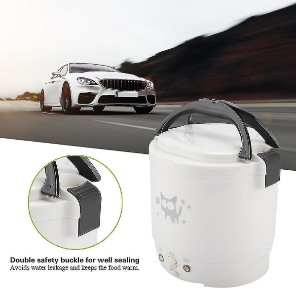 12v 100w 1l elektrisk bärbar multifunktionell riskokare matångare för bilar (vit)