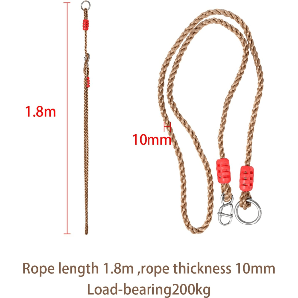 Nylon Justerbar Svingereb, Børns Træreb Sving 180cm Lang Maks Belastning 250kg Karabinhager Reb til Sving, Hængekøje, Hængesæde, Camping