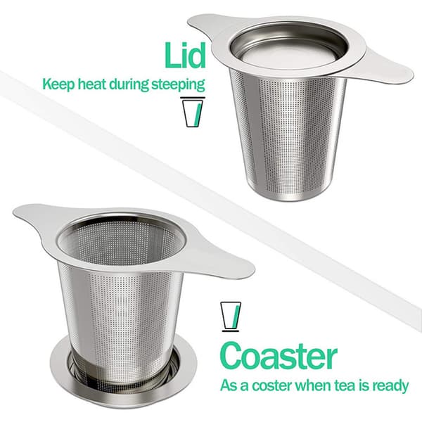 2 stk tefilter med fine hull i rustfritt stål te-infuser te-sil med lokk
