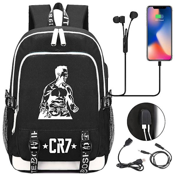 2023 Cr7 lasten vedenpitävät koululaukut Usb-kannettavan reppu Unisex-matkalaukut Opiskelijalaukut
