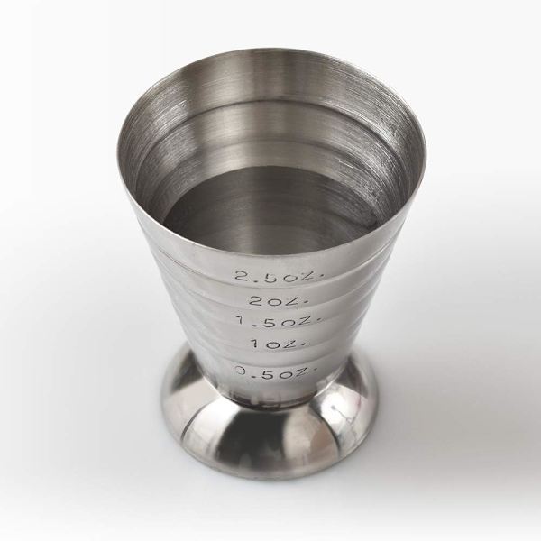 Rustfrit stål cocktail jiggers, 2,5 oz, 75 ml, 5 spiseskefulde, pakke med 2