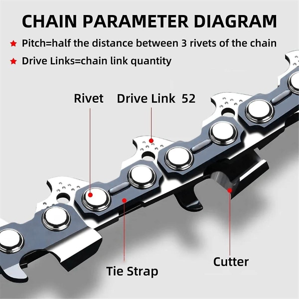 4 Pack 14 Inch Chainsaw Chain 52 Drive Links, 0.05in Gauge, 3/8inch Lp Pitch, 14-inch Replacement C As Shown