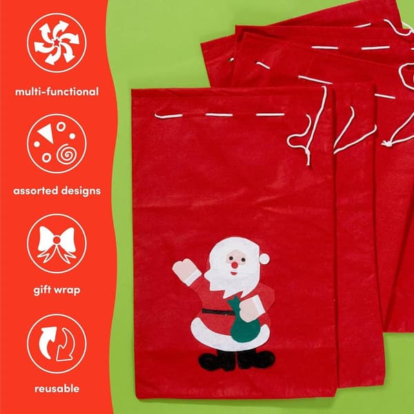5 Stora Jultomtesäckar Strumpor, Julstrumpa för Barn, Julklappspåsar med Dragsko för Julklappar & Presentpåsar - 60cm x 40cm