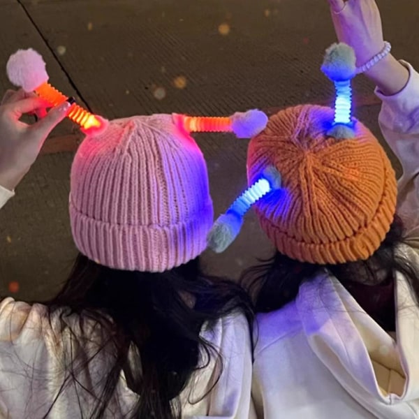 Forældre-barn Vinter Sød Glødende Hat,sjov Glødende Monster Udendørs Varm strikket Beanie Hat Gaver Orange