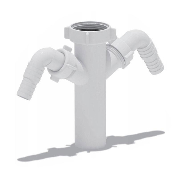 Afløbsrørsforbindelse med dobbelt opvaskemaskinetilslutning 1 1/2\" BSP x 40mm