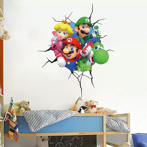3D Super Mario Princess Peach Luigi Yoshi Switch Game Wall tarrahuoneen tarrajuliste JBW9552 33*48cm