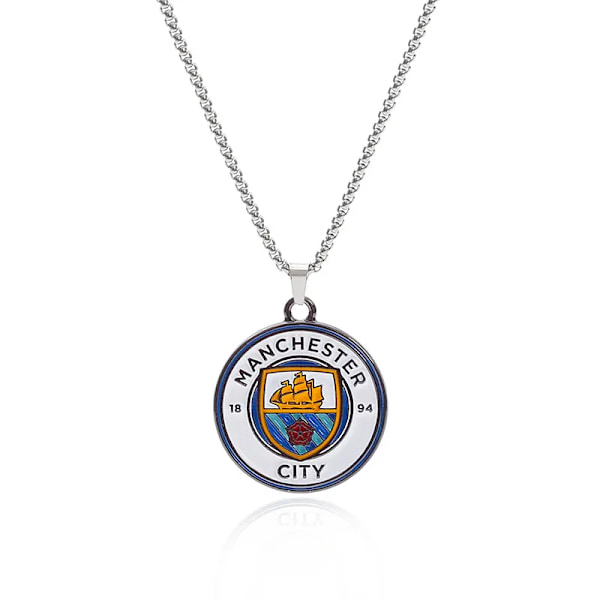 Bakt lakkert dobbeltsidig halskjede med slange- og beinlenke Fanhalskjede for fotballklubb bursdag Manchester City Manchester City