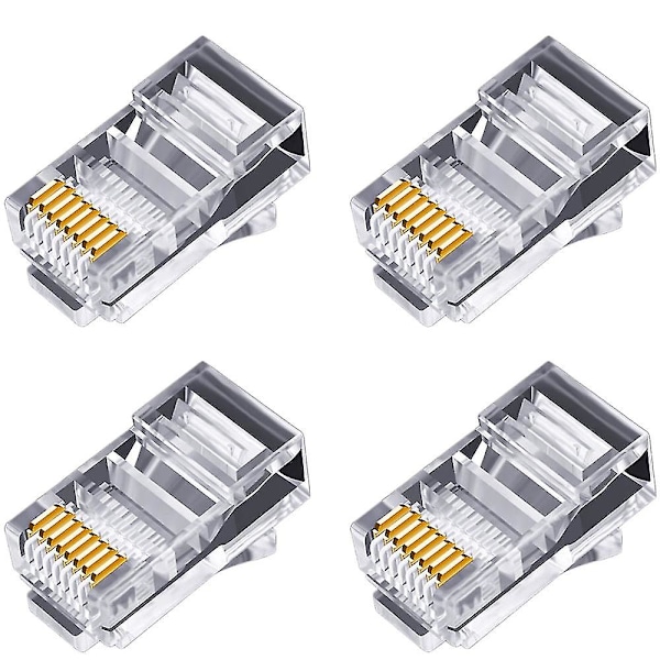 100 stk. RJ45-stik 6u forgyldt gennemgang Ethernet-kabler modul stik netværk RJ-45 krystal