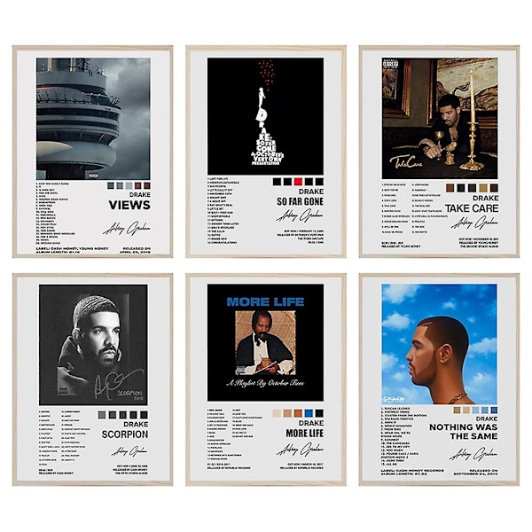 6 stk./sæt Drake Posters Musik Album Cover Posters Værelse Æstetisk Væghængning Hjem Dekoration Gaver Uindrammet