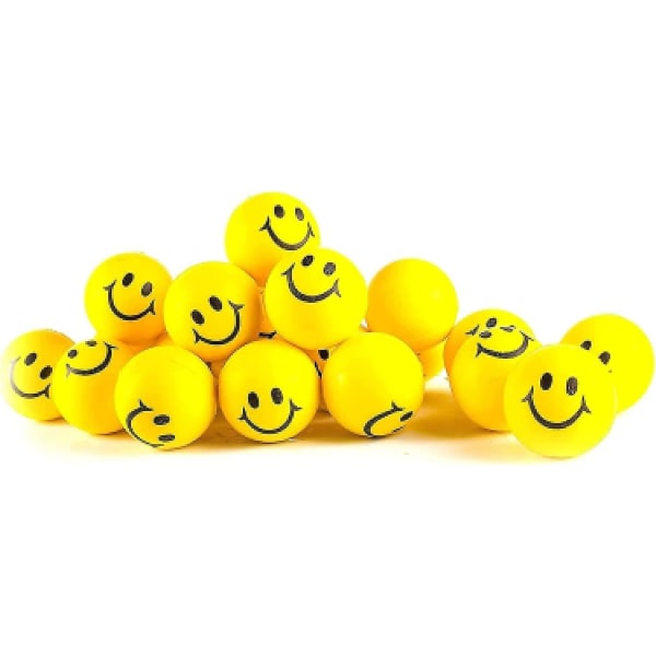 Stressballer for barn og voksne - ideell pakke med 24 2" stresssmil-baller - neongul morsomme stressball for barn - squishy baller å støtte i