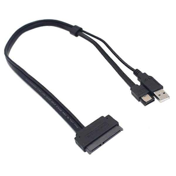 2,5 tums enhet SATA 22Pin till eSATA Data USB-driven kabeladapter optimerad för SSD, stöder UA black