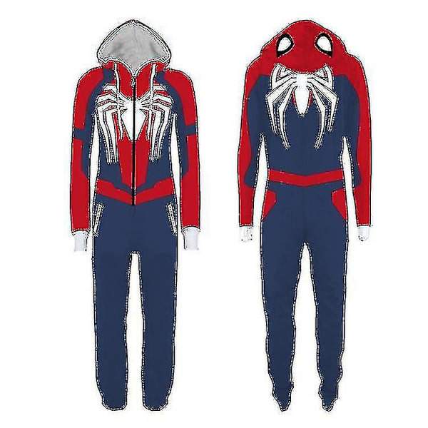 Suuri Valkoinen Spider-Man -Neulepuku Yksikokoinen Pyjama Piirretty Eläin Pyjama S