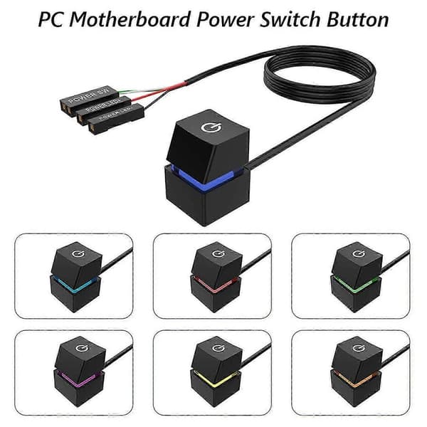 On/Off PC Strømknap Kabel Bærbar Stationær Computer LED Switch Ledning - Yvan