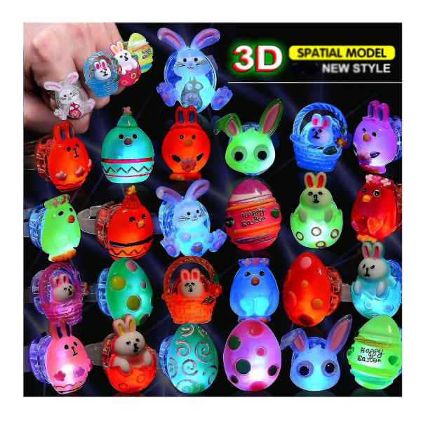 Påskäggspåfyllning 50 stycken påskkorgspåfyllning påskäggspåfyllning 3d LED-fingerljusringar påskleksaker påskfestgåvor spel för barn Vari
