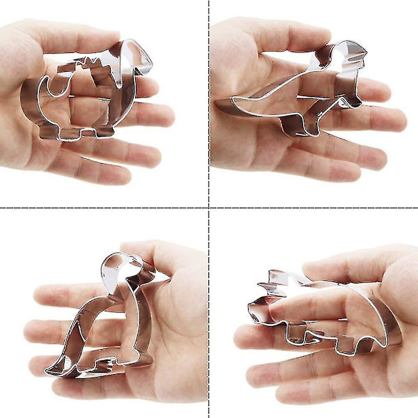 Dinosaur-formet kageudstikker, fondant-kageudstikker kompatibel med børnebagning af småkager, rustfrit stål kageudstikkersæt, dinosaur-formet kageudstikker