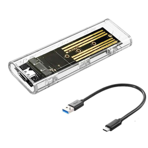 USB Type C 3.1, 10 Gbps High-Speed M.2 NVME PCIe SSD Enclosure Transparent External Casing with Multi-Interface Adaptability for Fast Data Transfer