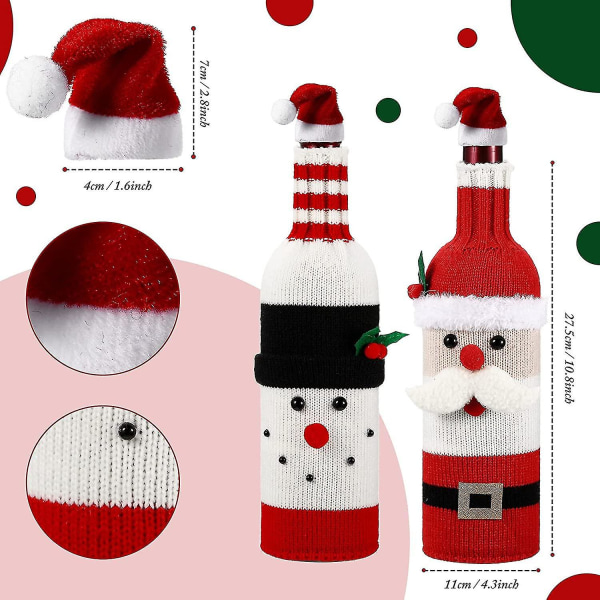 4-delers sett med julevinflaskesett julegenser vinflaskepose