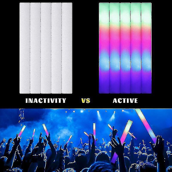 12/15/30/60 st LED Glow Sticks Bulk Färgglada Rgb Glow Foam Stick Cheer Tube Mörkt Ljus För Jul Födelsedag Bröllopsfest Tillbehör