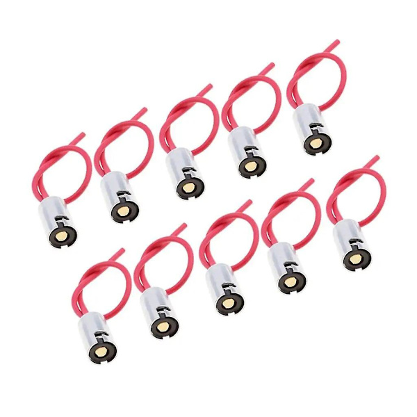 Baoblaze 10 stk BA9S Lampe Lyspæreholder Base Sokkel Hunn Wire Connector~4192