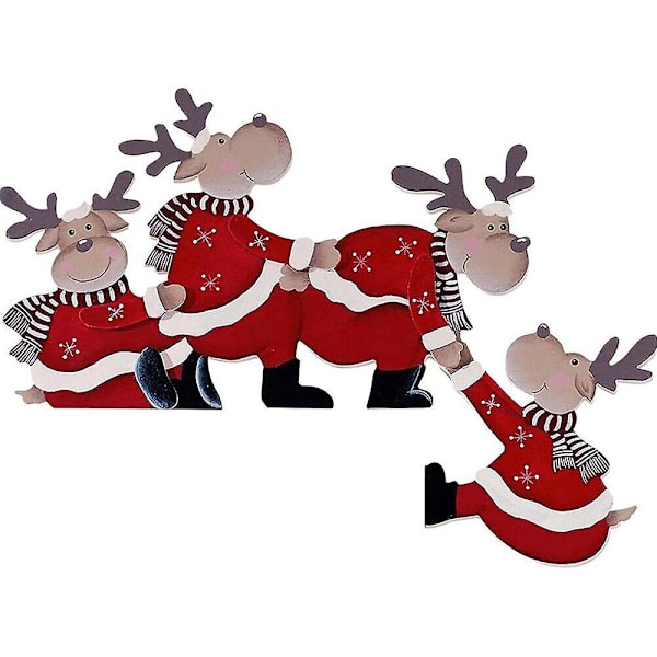 Julefest Dørramme Dekoration Træ Ornament Julemanden Elg Julepynt B