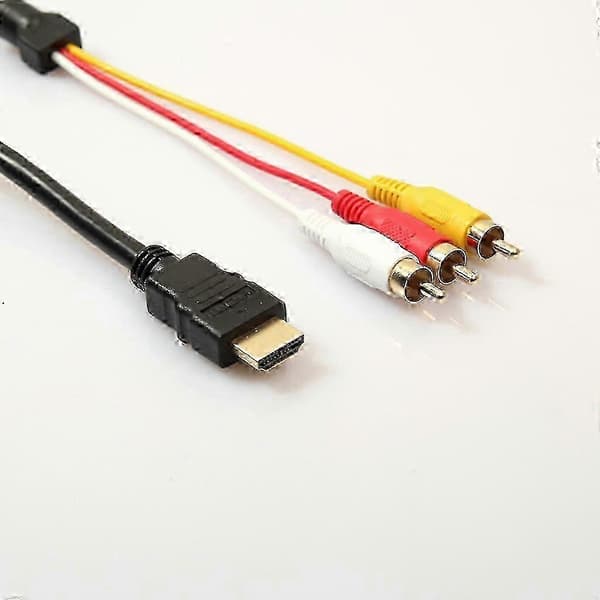 HDMI til RCA-kabelkonverter, HDMI han til 3-RCA han video lydstik, 1,5m