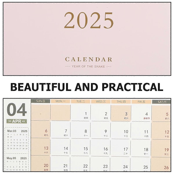 Spiralbunden kalender Års kalender Skrivbordskalender Kontorskalender Skrivbordskalender Pink 19.00X16.30X8.00CM