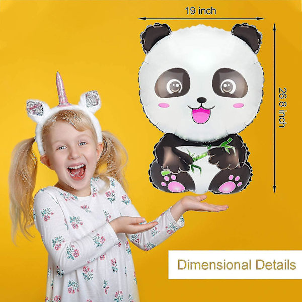 8 stk. Panda-balloner, tegneserieformet folie-balloner, zoo-dyr-balloner, panda-festartikler, happy birthday panda-balloner til børn, jungle-dyr