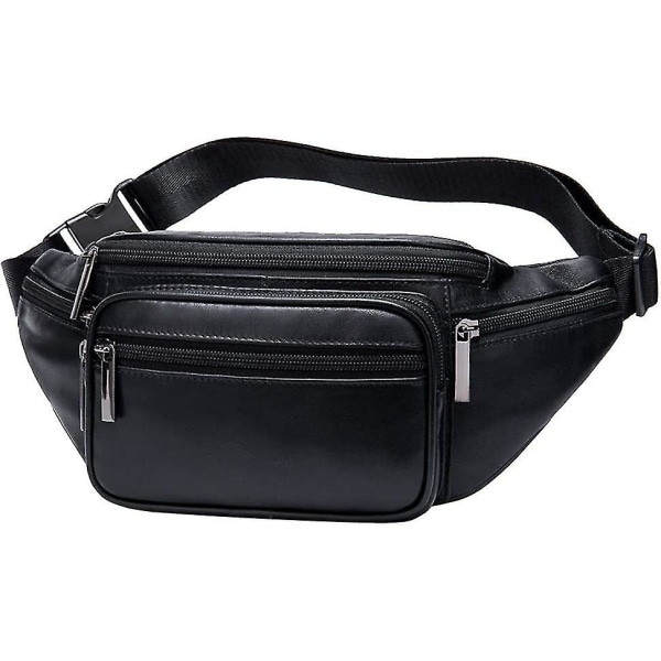 Lær Fanny Pack Midjeveske for Menn Kvinner Reise Fotturer Løping Hofte Bum Belte Slank Mobiltelefon Pung Lommebok Pose