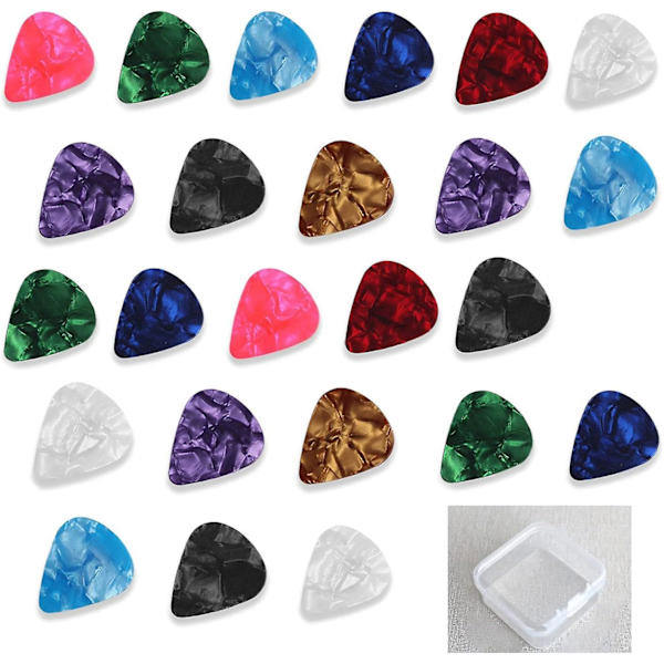 Gitarrplektrum 24 st plektrum gitarr bas celluloid stil hjärta plektrum 4 tjocklekar 0,5 mm 0,75 mm 1 mm 1,2 mm