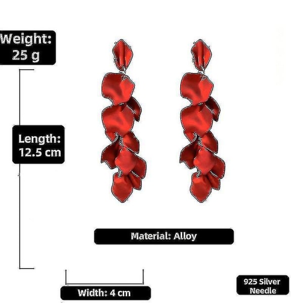 Långa akryl rosenblad örhängen dinglar överdrivna blomma örhängen Drop Orange