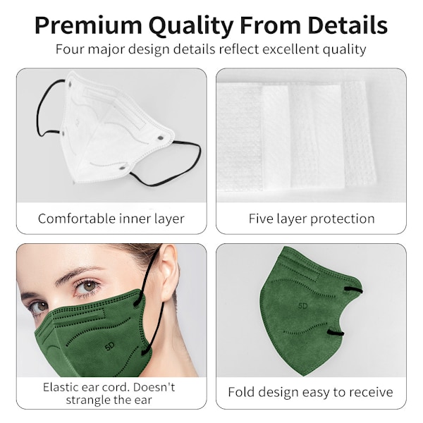10 stk. Aldult's 5D maske farve udendørs forebyggelse maske ansigtsmasker