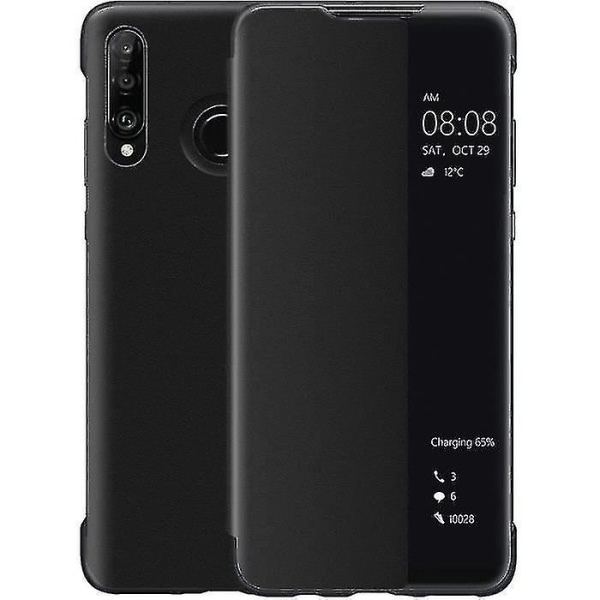 Huawei P30 Lite Case, Smart View Leather Flip Case, [power ][fullständigt skydd](p30lite,bla